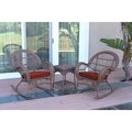 Propation W00210-2-RCES018 3 Piece Santa Maria Honey Rocker Wicker Chair Set; Brick Red Cushion PR1081405